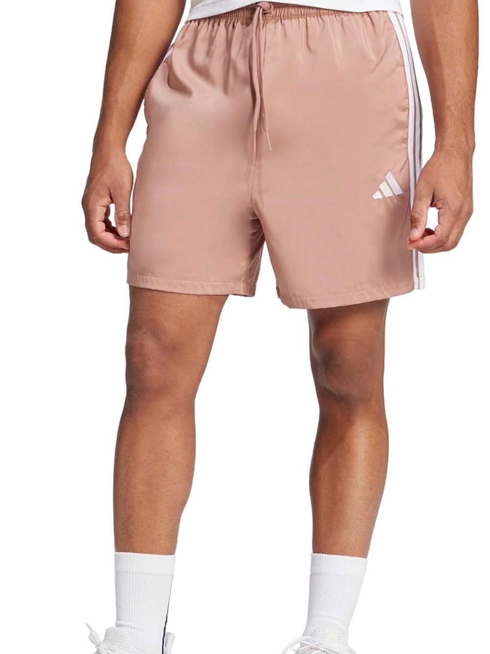 adidas Men’s “warm clay” Athletic Shorts with White Stripes